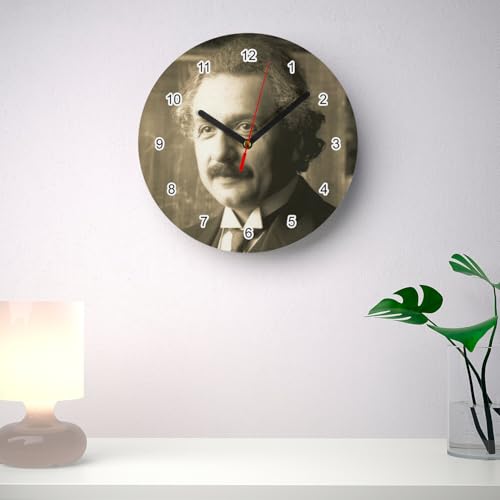 Horloge Murale Einstein en Verre Blanc Portrait Célébrité Luxe