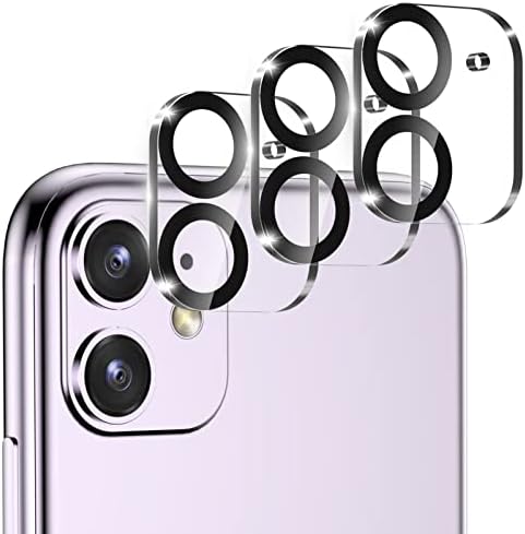 [3 Pack] Compatible for iPhone 11 & iPhone 12 Mini Camera Lens Protector, Ultra HD Clear Tempered Glass Camera Protector, Scratch-Resistant, Case Friendly, Easy Installation, with Night Circle (Transparent)