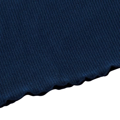 Girls Long Sleeve Shirts Henley Lettuce Trim Ribbed Knit Slim Base Tops Pullover 6-12 Years3