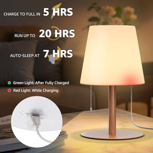 Image of uuffoo Shower Lamp Rechargeable Cordless Light Waterproof for Bathroom Spa | Portable Battery Operated Table Lamp RGB Mood Lighting LED Night Light for Patio kitchen Camping (2PCS Wood Grain)