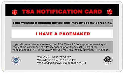 TSA Notification Card for PACEMAKER wearers - Wallet Version Quantity (1)3