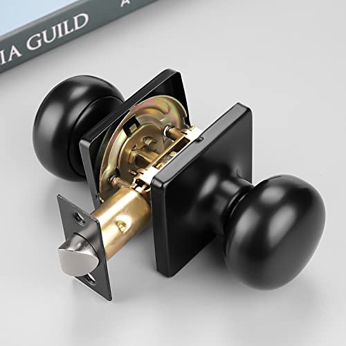 Gobekor 5 Pack Passage Door Knobs For Closet Door Knobs Interior Matte Black Square Keyless Door Knob With Lock Round Passage Knob #TOP2