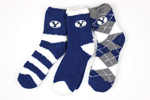 DB Fan Gear BYU Cougars Unisex 3 Piece Fuzzy Sock Bundle, Multicolor, One Size Fits Most