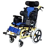 GUNEL Pediatric Wheelchair for Cerebral Palsy Kids, Adjustable Children Half Lying Manual Wheelchair Lightweight Driving Medical Wheelchair Car