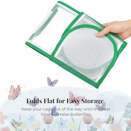 ZOOFOX 2 Pack Monarch Butterfly Habitat, 8\" Small Collapsible Insect Mesh Cage Terrarium Pop-up - Thumbnail 3