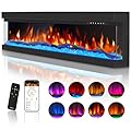 Mexhom 3 Sided Glass Built-in 72" Electric Fireplace - Multi-Color Flames, Heater, DIY Crystal & Log Set, Smart App & Remote Control