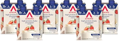 Image of Atkins Strawberry Flavored Protein Shake,High Protein,Low Glycemic,Low Sugar and-Low Carb,Keto Friendly,Gluten Free,(Pack of 24)