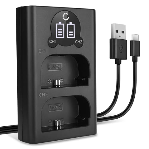 Image of CELLONIC Smart & Fast LP-E6 LP-E6N Dual Charger compatible with LC-E6 CBC-E6 + USB Cable Charging Cable USB Power Supply