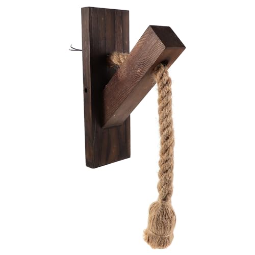 Lámpara de pared de madera y cuerda industrial rústica para salón