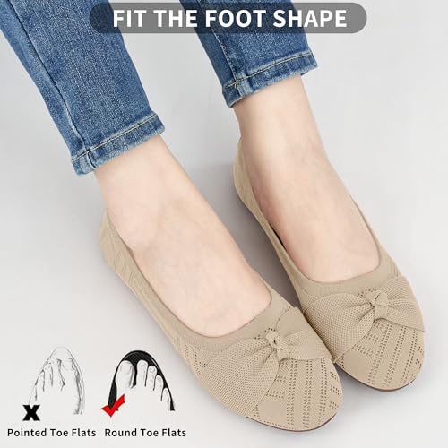 Ablanczoom Ballet Flats Shoes for Women: Dressy Round Toe Bow Knit Flats Comfortable Slip On Dress Shoes for Work Business Wedding3