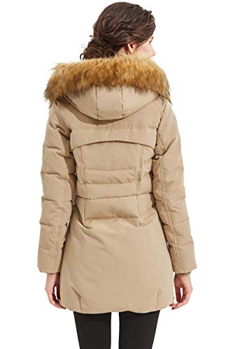 Orolay Women's Heavenly Down Jacket Fur Trim Hooded Winter Coat Stand Collar Parka Wheat M #TOP1