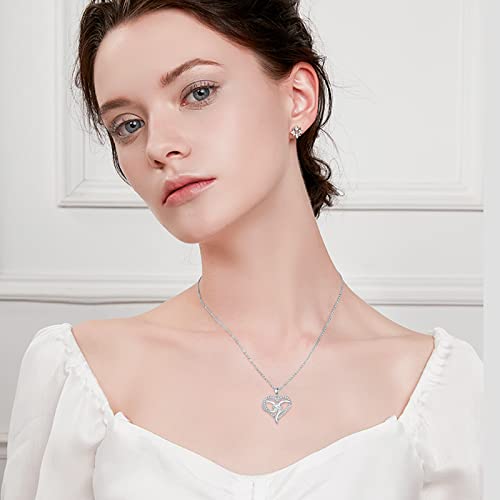 Aihpos Moissanite Necklaces For Women Girls Interlocking Heart Pendant Necklaces Platinum Plated Silver 1 Carat Center Moissanite Pendant, 18''-20'' #TOP1