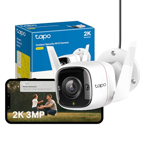 Tapo C310 2K 3MP Wired Security Camera Outdoor, Motion Detection, IP66, Built-in Siren, 2-Way Audio, Night Vision, Cloud and Local Storage, Works With Alexa and Google, No Monthly Fee 2K 3MP