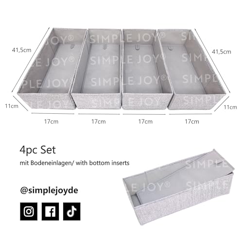 SIMPLE JOY® MALM FileFolding Box für ikea Kommode; DAS ORIGINAL; passgenau; Stabiler Boden; Schubladen Ordnungssystem, 4er Set
