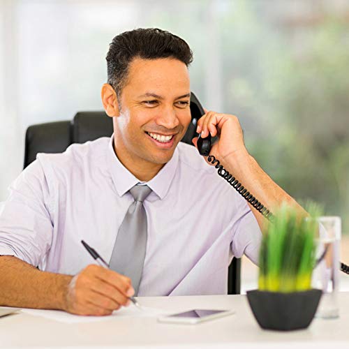 4 Pack Phone Cord Landline 8Ft Uncoiled/1.4Ft Coiled Landline Telephone Handset Cord Line Cable Rj9 4P4C Telephone Accessory Black #TOP6