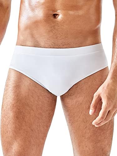 Verdusa Men's Swim Brief Swimsuit Bikini Briefs Beach Shorts Bating Suit White M