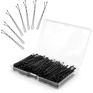 200 PCS Bobby Pins, Hair Pins Kirby Grips with Box, Hair Styling for Women Lady Girls Kids Invisible Wave Hairgrip Barrette Hairclip Thick Long Hair Accessories (Black 5cm)