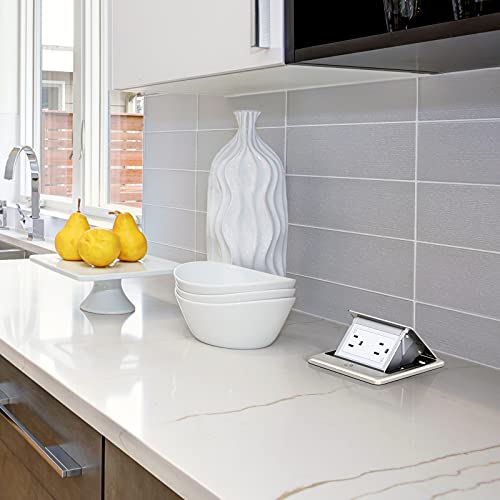 Webang Pop Up Floor Outlet Box With 15 Amp Tamper-Resistant Receptacle Outlet, Corrosive Resistant Hardware, Etl Listed, Brushed Nickel #TOP5