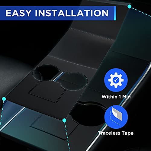 Nestour 2016-2020 Tesla Model 3 Model Y Center Console Wrap Cover Kit, Non-Trace Remove Center Console Protector Accessories, Premium Abs Material. (Matte Black) #TOP4