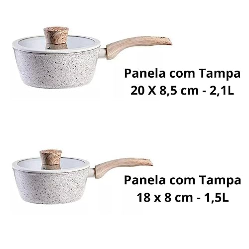 Jogo de Panelas 4 Peças com Fundo de Indução Antiaderente Ceramic Life Sirius Brinox - Vanilla