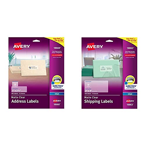 AVERY Matte Frosted Clear Address Labels for Inkjet Printers, 1