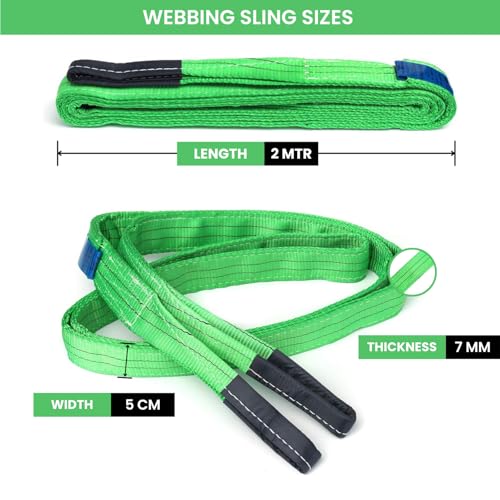 Image of Shield Flex Heavy Duty Lifting Sling Belt (Pack of 1) | Polyester Webbing Flat Belt for Material Handling, Towing, Construction & Industrial Use (2 Ton 2 Mtr)