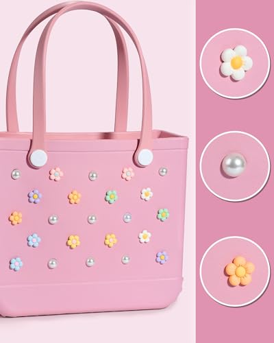 Mon Carame Rubber Beach Bag Accessories Charms,Rubber Beach Totes Accessories Inserts,Lovely Pearl Charms3