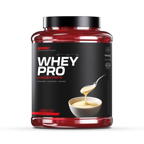 Beverly Whey Pro - Concentrado de proteína de suero whey - 2 Kg - 28 g de proteína por ración - 58 servicios - Tonifica y aumenta la masa muscular - Mayor rendimiento deportivo (2 KG, Natillas)