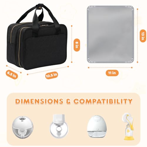 Coinarin Wearable Breast Pump Travel Bag - Breastmilk Cooler Bag, Portable Pumping Carrying Case Compatible with Momcozy, Elvie, Willow, Medela Wearable Pumps - Includes Waterproof Mat — view 4