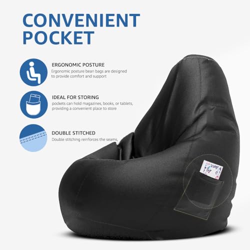 Image of Amazon Brand - Solimo Premium Faux Leather Bean Bag Combo with Footrest & Cushion, Filled with Beans | Capacity: Upto 6 Ft 3 in Height, 120 KG Weight | 4XL | Multi Diamond