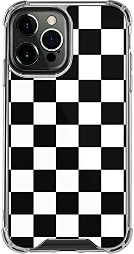 Skinit Clear Phone Case Compatible with iPhone 13 Pro Max - Black and White Checkered Design