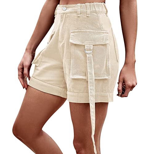 Short de sport pour femme XL kaki coupe courte et taille moyenne style décontracté