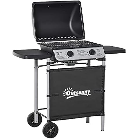 Outsunny 2 Burner Gas BBQ with Wheels Cover