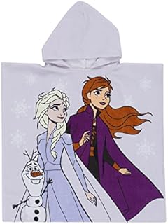 Disney Home Frozen Hooded Towel Poncho For Kids, 100% Cotton, 120x60cm, Super Soft&Absorbent,Easy-care(48" x 24" inches)