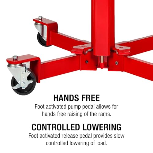Image of SUNEX Tools 1,000 lb. Air and Hydraulic Telescopic Transmission Jack with Adjustable Saddle Arms, 35.5 in. to 73.5 in. Lift Range, Model 7796