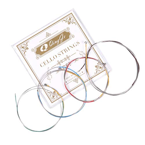 Q QINGGE Steel Core Cello Strings 4/4 3/4 set Strings for Student Strings – Sealed Pouch Prevents...