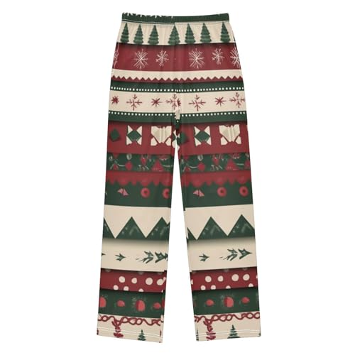 Boys' Pants Red Green Stripe Christmas Long Bottoms Jogger Pants Elastic Waist Trousers with Pockets S-XL
