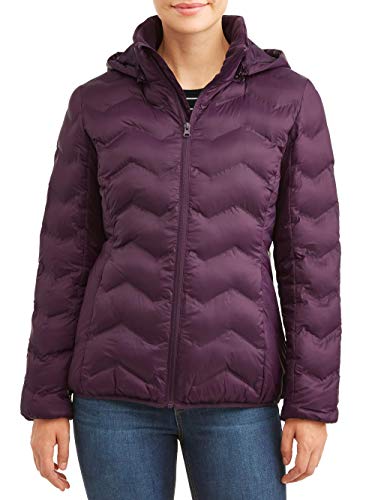 Time & Tru Women's Wind Resistant Bubble Coat (X-Small 0/2, Purple Pearl)