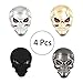 HPiano Crâne Autocollant Rouge Yeux 4 Pcs (Noir, Argent, Noir Mat, Or) Badge en Métal 3D Autocollant De Voiture Autocollant De Voiture, Punk Décalque d'autocollant en métal de Moto/Squelette