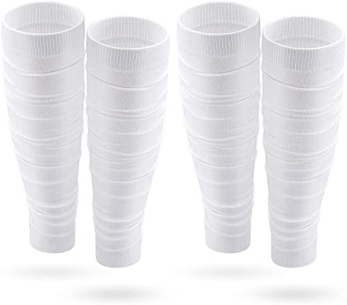 2 Pairs Football Leg Sleeve for Men Calf Compression Football Sleeves for Adult Youth Elastic Soccer Leg Sleeves for Women Athletes Pain Relief Running Cycling Sports (White)