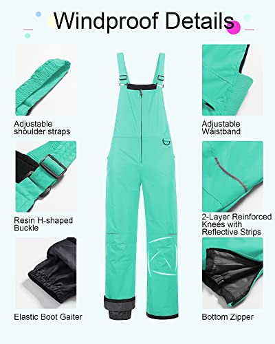 Image of CREATMO US Girl's Snow Bibs Kids Ski Pants Waterproof Insulated Winter Overalls