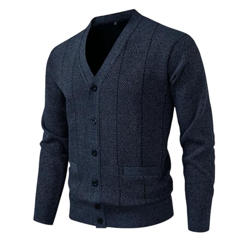 Cárdigan de punto grueso contra el frío chaqueta con cuello en V para hombre