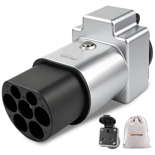 GUWIEYG Type2 to 3 Pin Adapter, Type2 to UK 3 Pin for Electric Motorcycles and E-Bikes, Type2 EV Charger or Type2 Charging Station Adapter