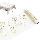 Camino de mesa para 18 cumpleaños, 28 cm x 10 m, decoración de mesa de cumpleaños, color dorado brillante, rollo de papel recortable, decoración para 18 cumpleaños, mujer y hombre, camino de mesa para
