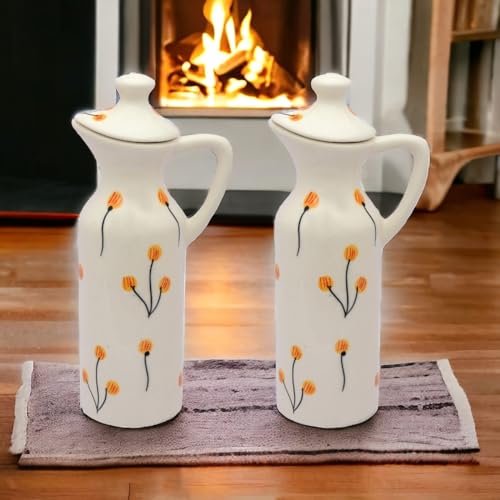 Image of MALAIKAH Ceramic Oil Dispenser, Balloon Print Pack of 2 for Kitchen, Dining, Gifting, Home & Kitchen Decor