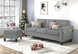 Woyomeub Sectional Couches for Living Room: L Shaped Couch with Storage Ottoman - Gray Sofa 3 Seater Furniture Set Modern Linen Fabric Futon Sleeper Sofas for Apartment Studio Small Space