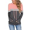 PINKMSTYLE Women’s Casual Color Block Hoodies Tops Long Sleeve Drawstring Pullover Sweatshirts with Pocket(S-XXL)