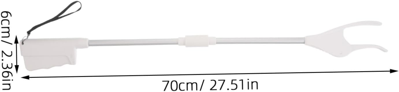 DOITOOL Ergonomic Reaching Tool for Seniors with No Bend Design and Secure Grip, 28 Inch Long Handle Pick up Tool for Elderly, for Bedrooms and Balconies, White Plastic and Stainless Steel