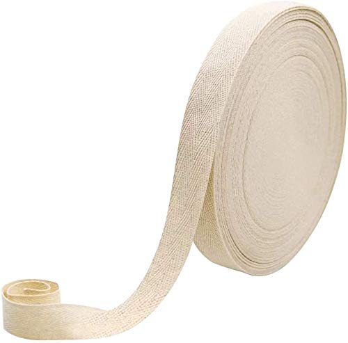 Cotton Tape, 54 Yard 0.4 inch Wide Herringbone Sewing Bunting Tape, Webbing Strap Ribbon Border Trim Edging Belt for DIY Crafts Gift Wrapping Home Decoration Sewing (Beige)