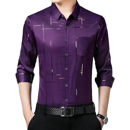 Camisa de manga larga con estampado dorado para hombre que refleja confianza